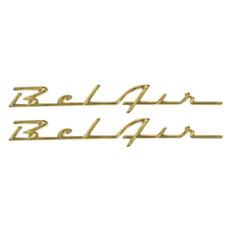 1955-66 Bel Air Quarter Panel Scripts (24k Gold Plated) - Pair