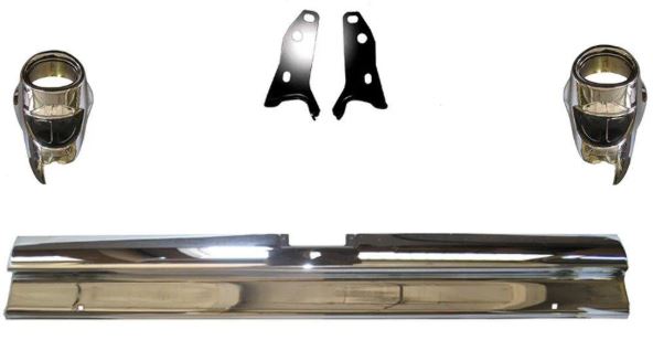 1957 Chevy Rear Bumper and Bumper Ends with Center Bumper Brackets Set Excluding Sedan Delivery/Station Wagon